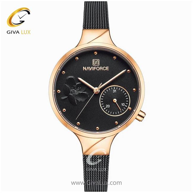 ساعت مچی اورجینال زنانه ناوی فورس|Naviforce|نوی فورس|نیوی فورس رزگلد | مشکی| مشکی| کد رفرنس NF5001